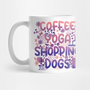 Coffee Yoga Shopping Dogs in Sunset Mug